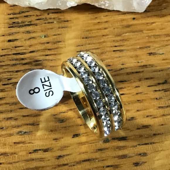 Gold Filled Double Row Cubic Zirconia Band Ring - Picture 5 of 5